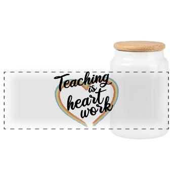 Teaching is heart work - Panorama Keksdose mit Holzdeckel - Weiß - Vorne