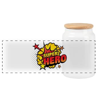Superhelden Comic Explosion - Panorama Keksdose mit Holzdeckel - Weiß - Vorne
