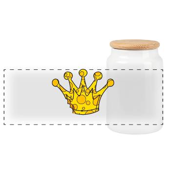 Fromage symbole de la couronne - Boîte à biscuits avec couvercle en bois - blanc - Devant