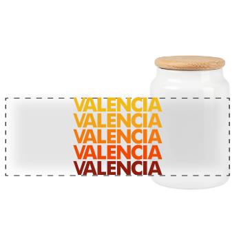 Valencia Gradient Font Stack - Panoramic Cookie Jar with Wooden Lid - white - Front