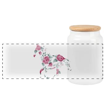 Pferd Reiten Rosen Pferde Aquarell Geschenk - Panorama Keksdose mit Holzdeckel - Weiß - Vorne