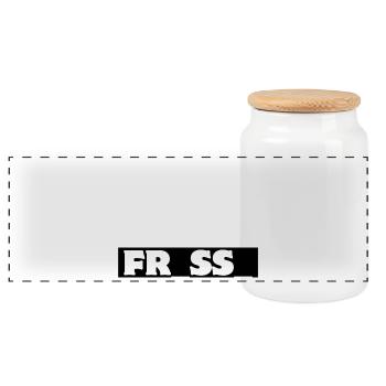 Ich kaufe ein E Großbuchstaben-Design - Panorama Keksdose mit Holzdeckel - Weiß - Vorne
