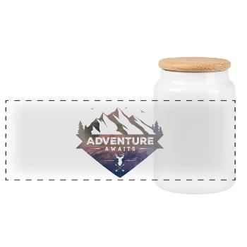 Adventure Awaits - Panoramic Cookie Jar with Wooden Lid - white - Front