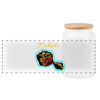 TAHITI - Boîte à biscuits avec couvercle en bois - blanc - Devant