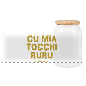 t-shirt Sicily t-shirt Sicilian trinacria - Panoramic Cookie Jar with Wooden Lid - white - Front