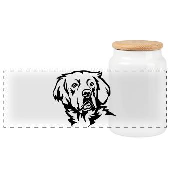 Golden Retriever Head - Panoramic Cookie Jar with Wooden Lid - white - Front