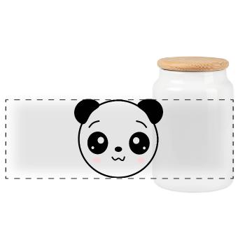 Panda Pandabär Bär Bärchen Gesicht Augen cute - Panorama Keksdose mit Holzdeckel - Weiß - Vorne