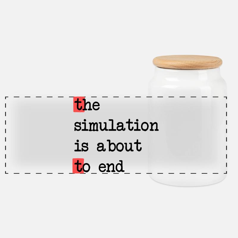 Das Ende der Simulation, Sci-Fi Matrix Humor Shirt - Panorama Keksdose mit Holzdeckel - Weiß