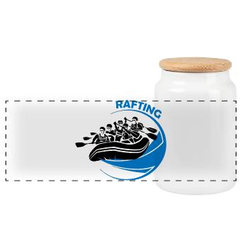 Rafting - Panorama Keksdose mit Holzdeckel - Weiß - Vorne