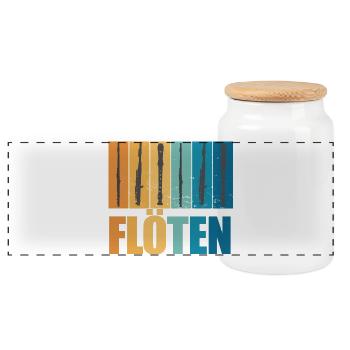 Flöten Vintage Musiker Instrument Geschenk - Panorama Keksdose mit Holzdeckel - Weiß - Vorne