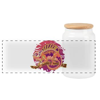 Caméléon PsyPop sur Branche - Boîte à biscuits avec couvercle en bois - blanc - Devant