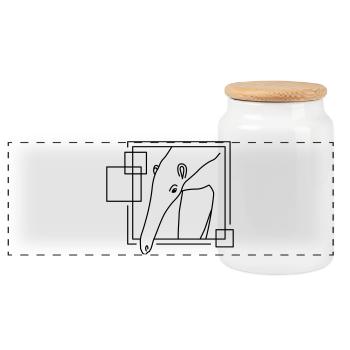 Fourmilier en forme géométrique - Conception d’art au trait - Boîte à biscuits avec couvercle en bois - blanc - Devant
