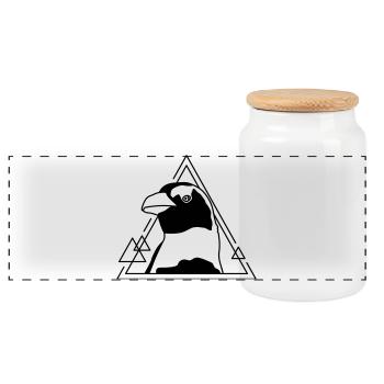 Pingouin en design géométrique - Boîte à biscuits avec couvercle en bois - blanc - Devant