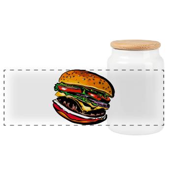Burger Cheeseburger Fast Food - Panorama Keksdose mit Holzdeckel - Weiß - Vorne