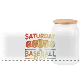 Lustiger Baseballer Spruch - Panorama Keksdose mit Holzdeckel - Weiß - Vorne
