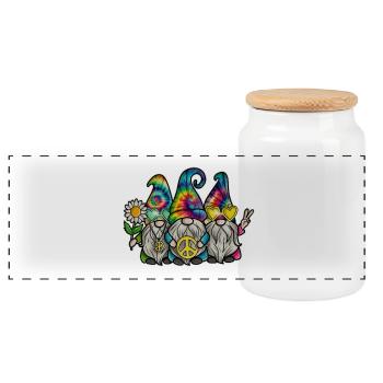Hippie Gnomes Peace Tie Dye - Boîte à biscuits avec couvercle en bois - blanc - Devant