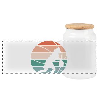 Basketball Women's Basketball Women's Basketball - Panoramic Cookie Jar with Wooden Lid - white - Front