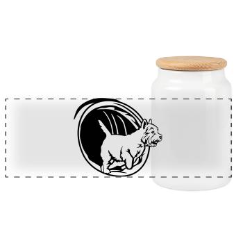 West Highland Terrier - Panorama Keksdose mit Holzdeckel - Weiß - Vorne