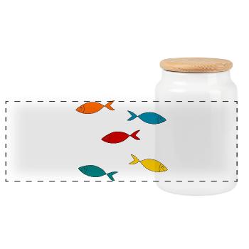 SARDINE. FISCH. APRILSCHERZ. OSTERN. MEER - Panorama Keksdose mit Holzdeckel - Weiß - Vorne