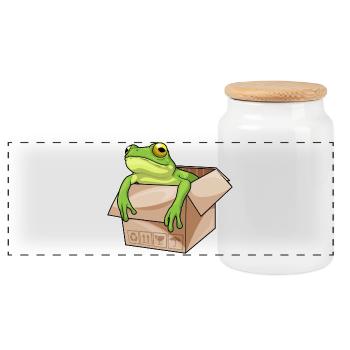 Carton grenouille - Boîte à biscuits avec couvercle en bois - blanc - Devant
