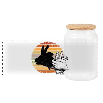 Retro Sunset Peace-Zeichen-Silhouette - Panorama Keksdose mit Holzdeckel - Weiß - Vorne