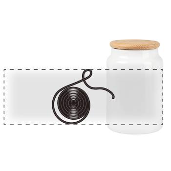 schwarze Lakritze als Schnecke gerollt. - Panorama Keksdose mit Holzdeckel - Weiß - Vorne