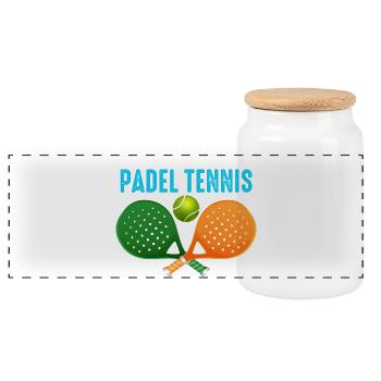 Padel Id Rather Be Playing Padel Tennis - Panoramic Cookie Jar with Wooden Lid - white - Front