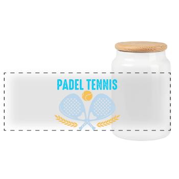 Padel Id Rather Be Playing Padel Tennis - Panoramic Cookie Jar with Wooden Lid - white - Front