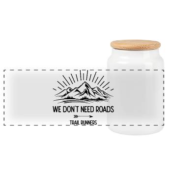 Nous n’avons pas besoin de routes. Coureurs de trail - Boîte à biscuits avec couvercle en bois - blanc - Devant