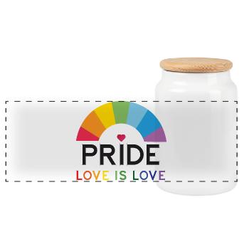 Pride - Love is Love. - Panoramic Cookie Jar with Wooden Lid - white - Front