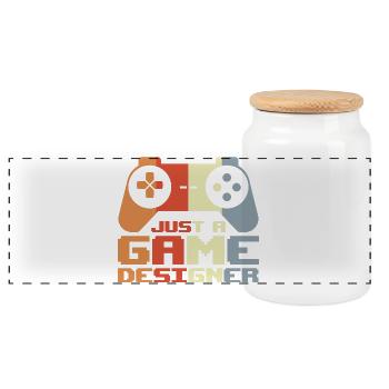 Video Game Designer - Panoramic Cookie Jar with Wooden Lid - white - Front