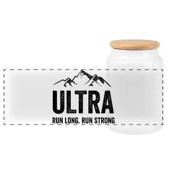 Ultra Running - Run Long. Courez fort. - Boîte à biscuits avec couvercle en bois - blanc - Devant