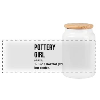 Poterie Fille Drôle de dicton - Boîte à biscuits avec couvercle en bois - blanc - Devant