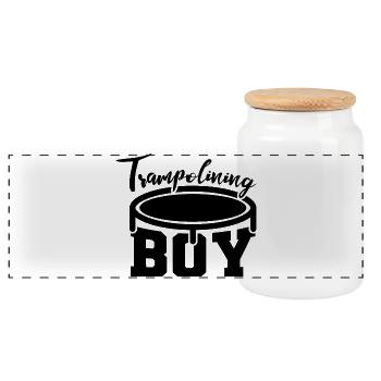 Drôle de pull trampoline - Boîte à biscuits avec couvercle en bois - blanc - Devant