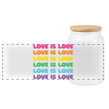 Pride Month - Love is Love - Panoramic Cookie Jar with Wooden Lid - white - Front