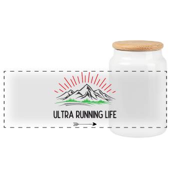 Ultra Running Life - Panoramic Cookie Jar with Wooden Lid - white - Front