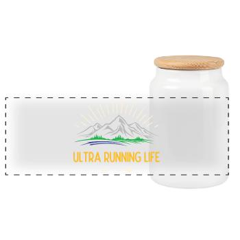 Ultra Running Life - Panoramic Cookie Jar with Wooden Lid - white - Front
