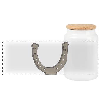 fer à cheval - Boîte à biscuits avec couvercle en bois - blanc - Devant