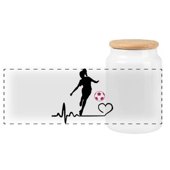 Battement de cœur de footballeur - Boîte à biscuits avec couvercle en bois - blanc - Devant