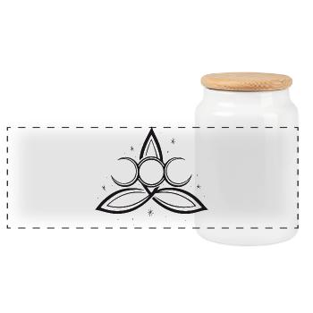 Trinity Triquetra Symbol Mond Triple Moon - Panorama Keksdose mit Holzdeckel - Weiß - Vorne