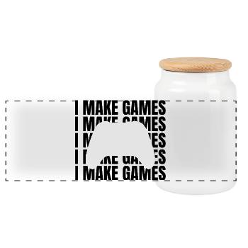 Game Designer Spruch - Panorama Keksdose mit Holzdeckel - Weiß - Vorne