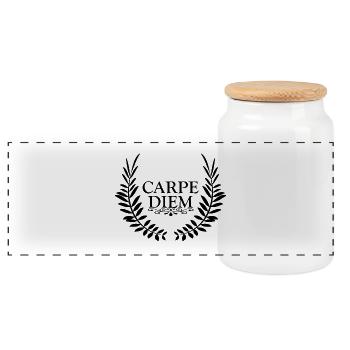Carpe Diem - Panoramic Cookie Jar with Wooden Lid - white - Front