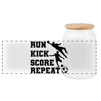 Motivation for football players - Panoramic Cookie Jar with Wooden Lid - white - Front