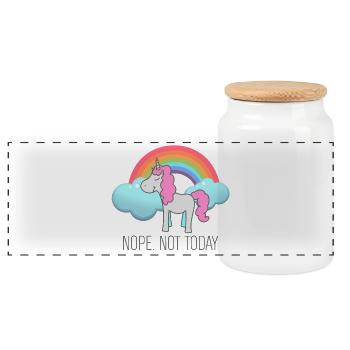 Non. Pas aujourd’hui - Boîte à biscuits avec couvercle en bois - blanc - Devant
