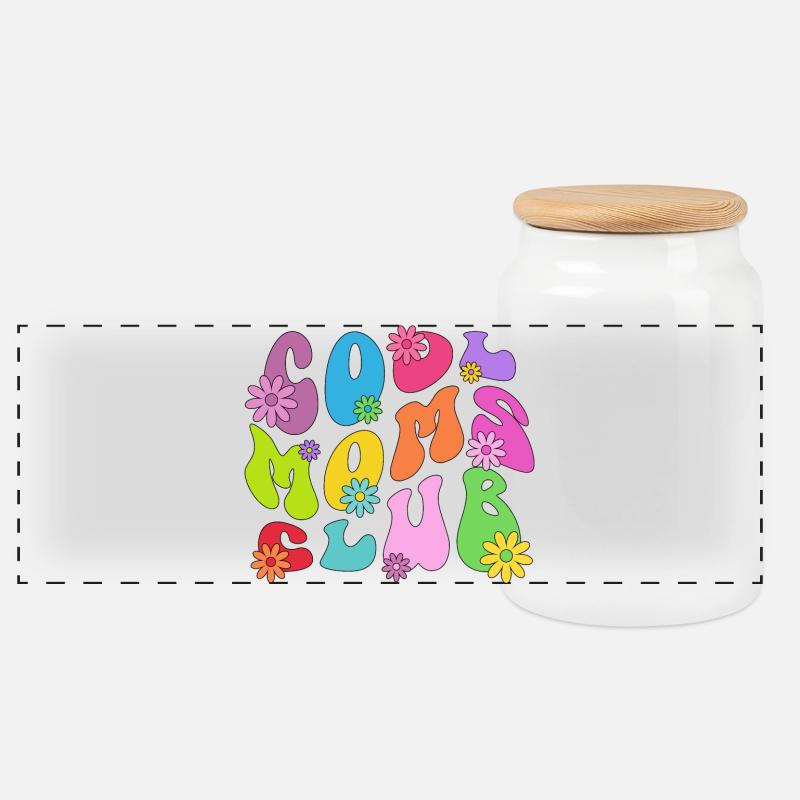 Cool Moms Club - Mutter Mom Muttertag Mama - Panorama Keksdose mit Holzdeckel - Weiß