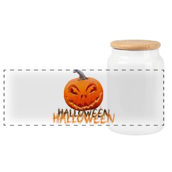 Halloween - Boîte à biscuits avec couvercle en bois - blanc - Devant