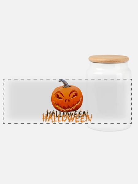 Halloween - Panorama Keksdose mit Holzdeckel - Weiß