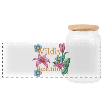 wildy beautiful - Panoramic Cookie Jar with Wooden Lid - white - Front