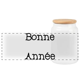 BONNE ANNEE. NOËL. ANNEE. ANNIVERSAIRE. RETRAITE. - Boîte à biscuits avec couvercle en bois - blanc - Devant