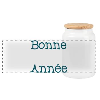 BONNE ANNEE. SAINT SYLVESTRE. NOUVELLE ANNÉE - Boîte à biscuits avec couvercle en bois - blanc - Devant